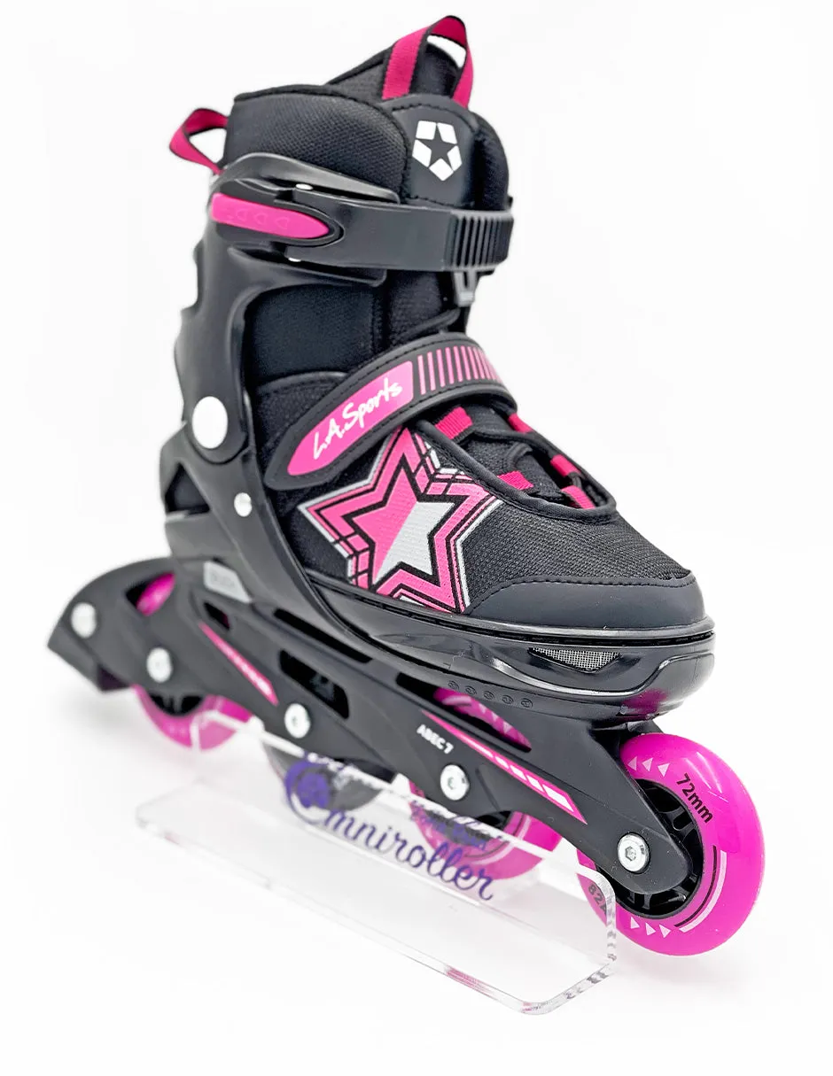 Patin en Linea Fitness Ajustable LA Sports Negro/Rosa