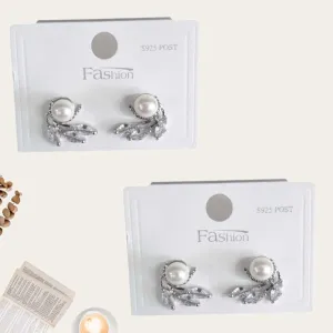Pearl Stud Leaf Earring 2 S-0