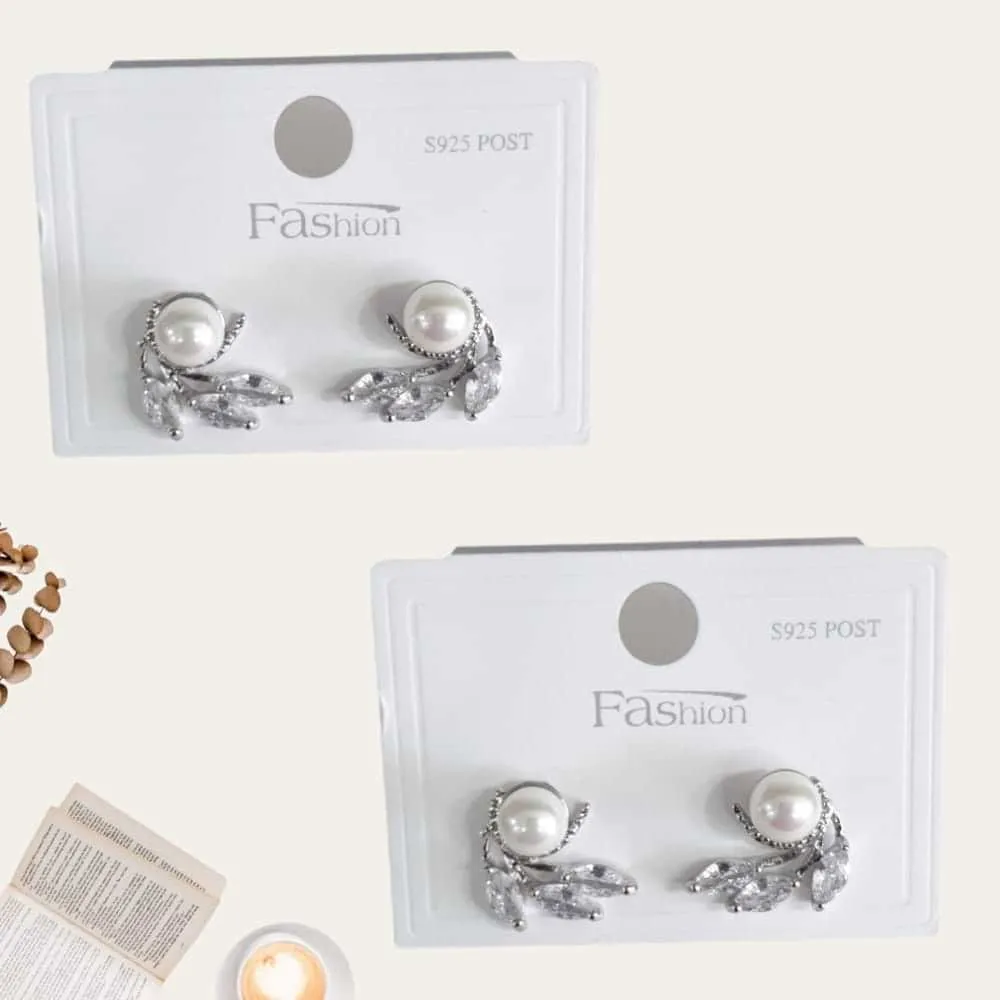Pearl Stud Leaf Earring 2 S-0