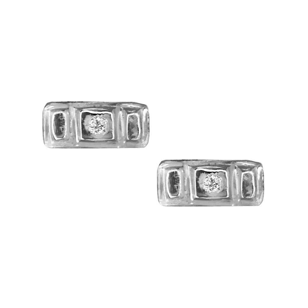 Petite Diamond Rectangle Studs