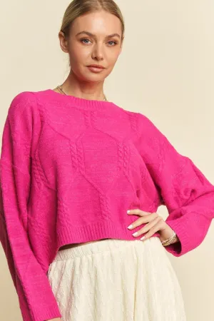 Pink Cable Texture Sweater