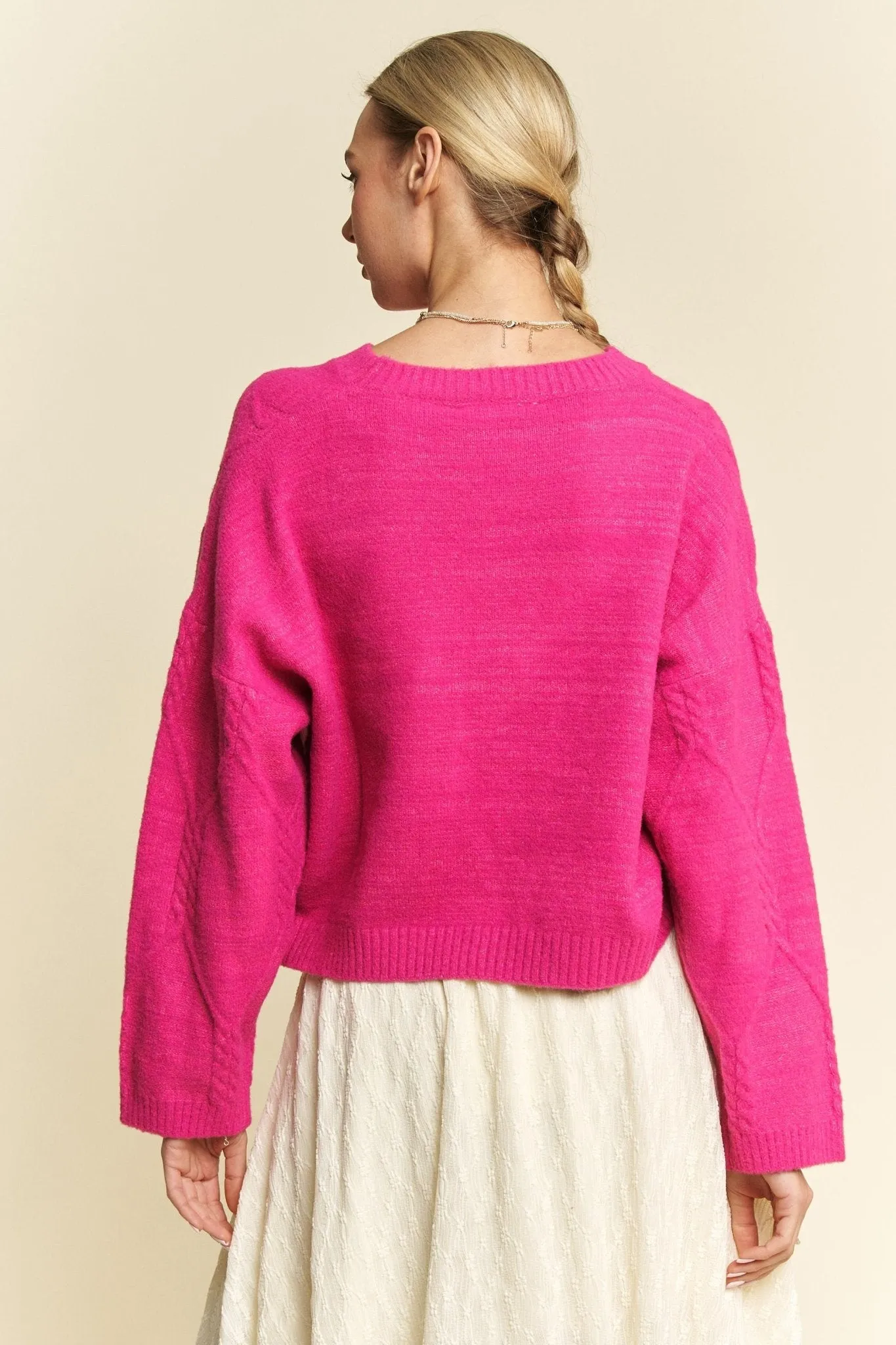 Pink Cable Texture Sweater
