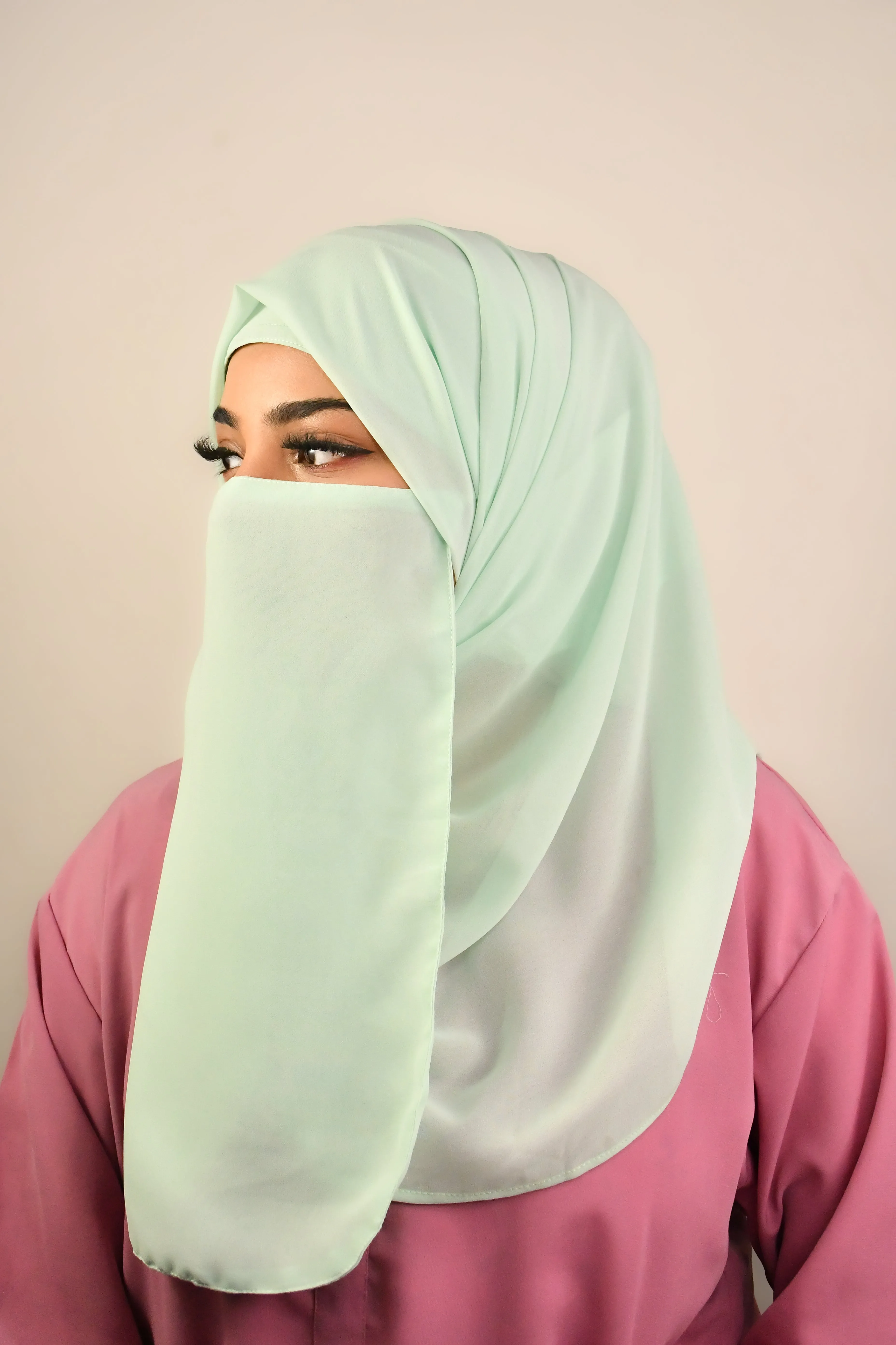 Plain Premium Malaysian Chiffon Instant Ready To Wear Hijab With Attached Magnets