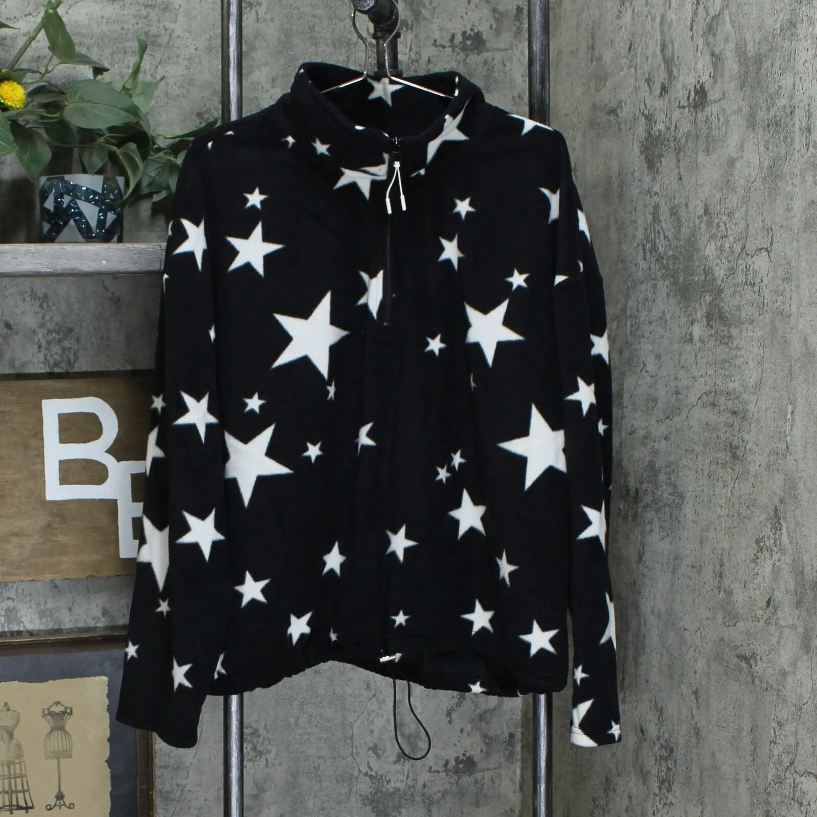 Planet Gold Plus Size Geo 1/2 Zip Fleece Pullover Top