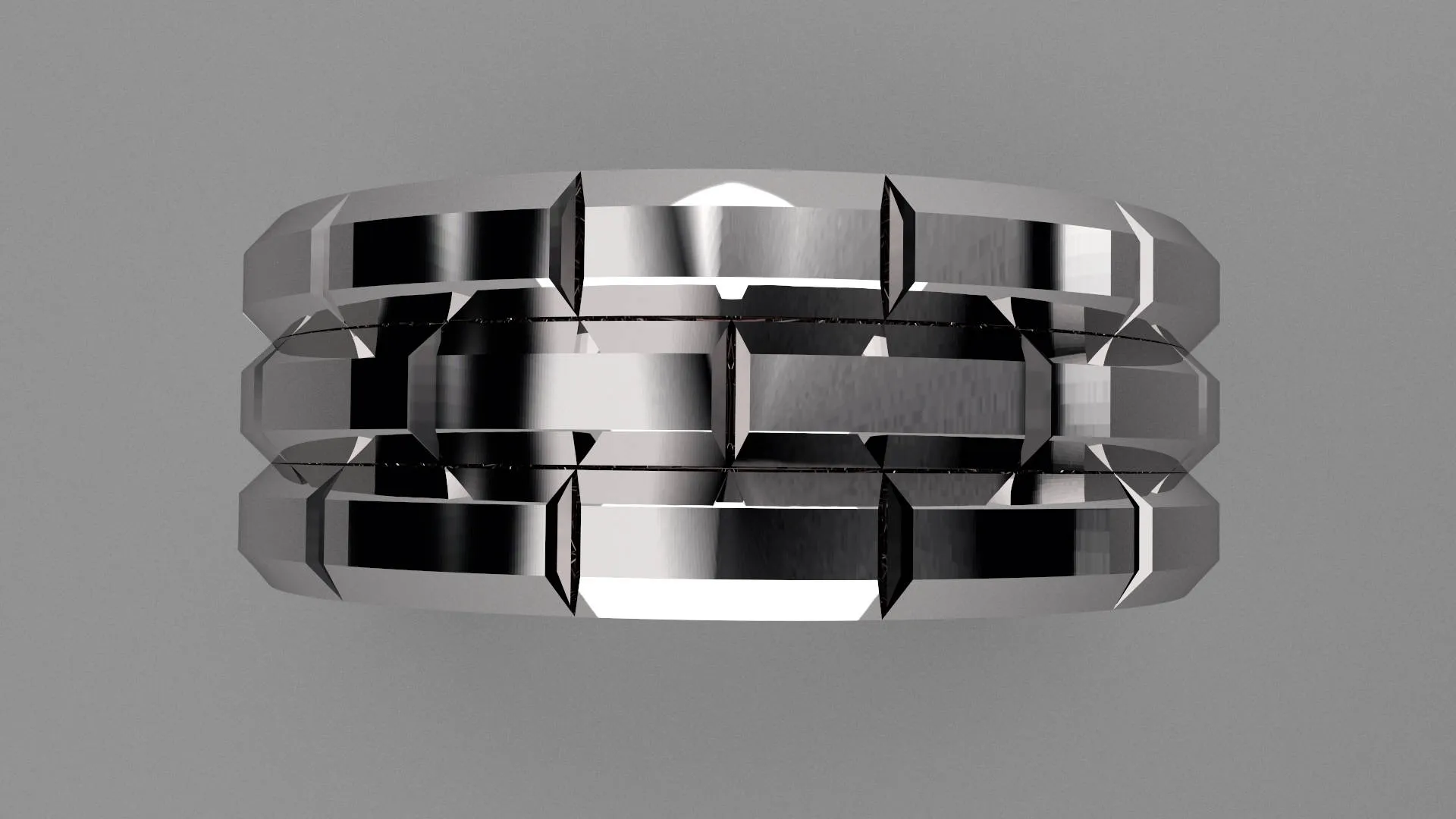 Polished Sterling Silver 8mm Brick Pattern Wedding Band