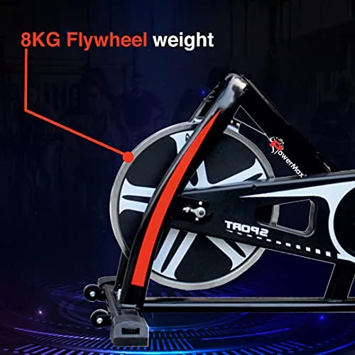 PowerMax Fitness BS-130 Steel Exercise Spin Bike With 6 Kg Flywheel, LCD Display & Bottle Holder, Black