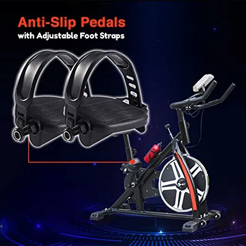 PowerMax Fitness BS-130 Steel Exercise Spin Bike With 6 Kg Flywheel, LCD Display & Bottle Holder, Black