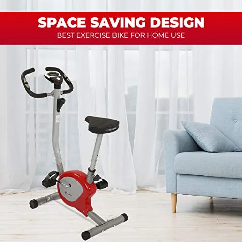 PowerMax Fitness BU-200 Exercise Bike - Red & Silver