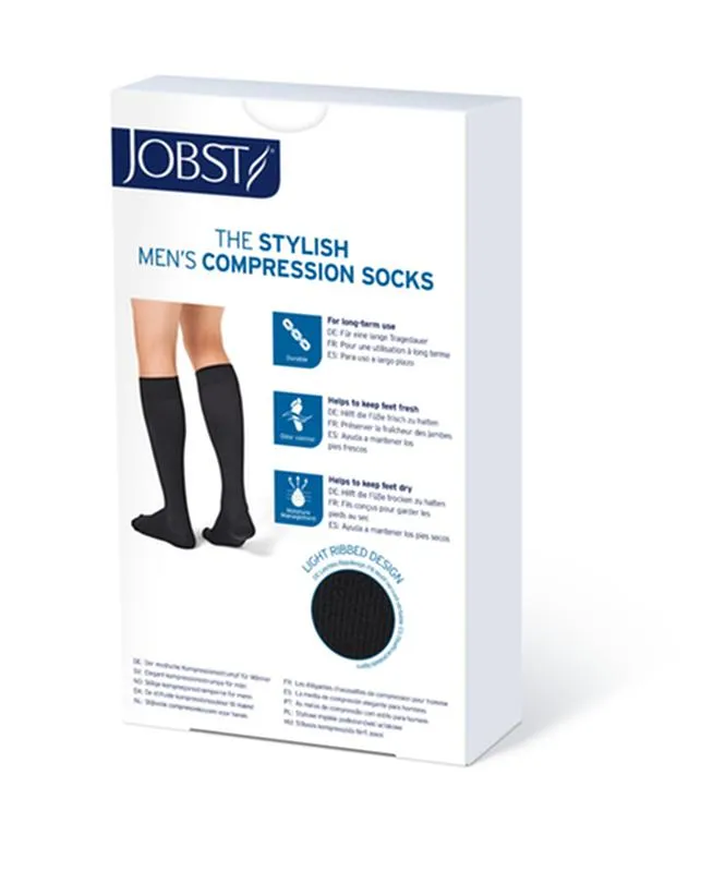 PR/1 JOBST MEDICAL LEG WEAR, MEN, KNEE HIGH, RIBBED, 30-40MMHG, LG, KHAKI, CLOSED TOE