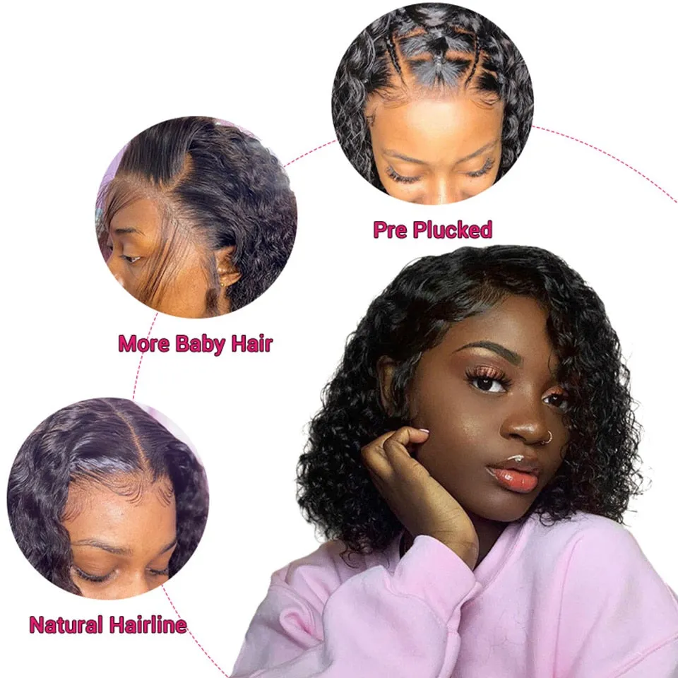 Pre-plucked Water Wave Short Bob (4x4 Lace Brazilian Wig)