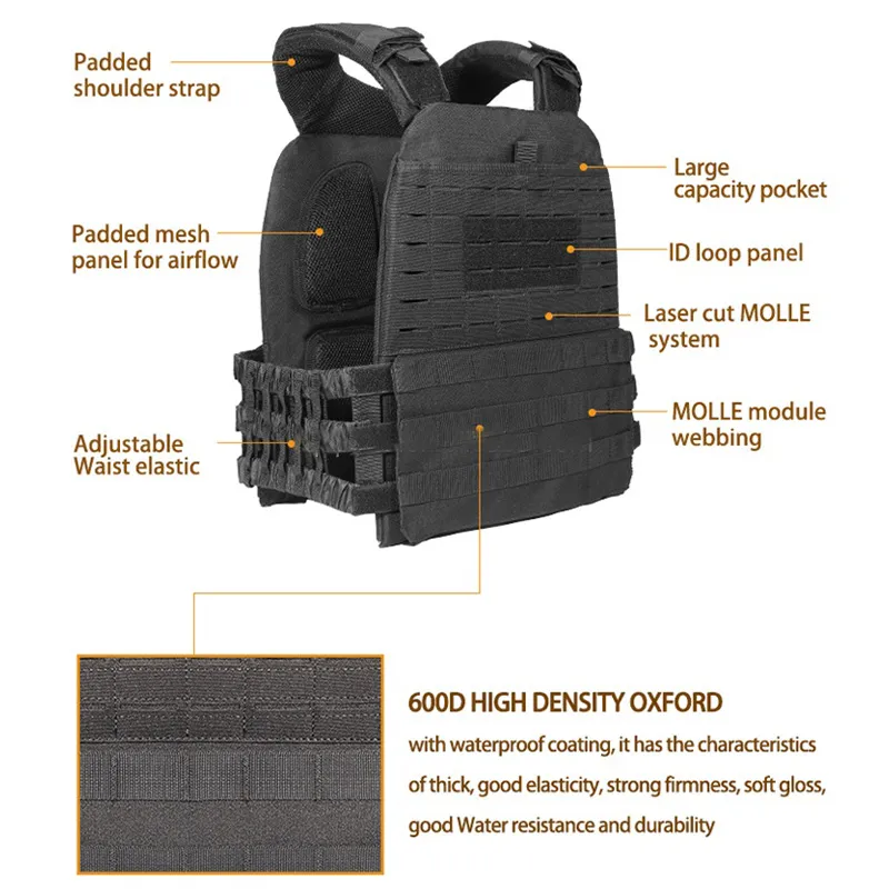 Premium Tactical Hunting Vest for Men – Camouflage Plate Carrier, 900D Outdoor Sports Fitness, Weighted Training Vest, Adjustable Combat Gear for Fitness and Combat Training