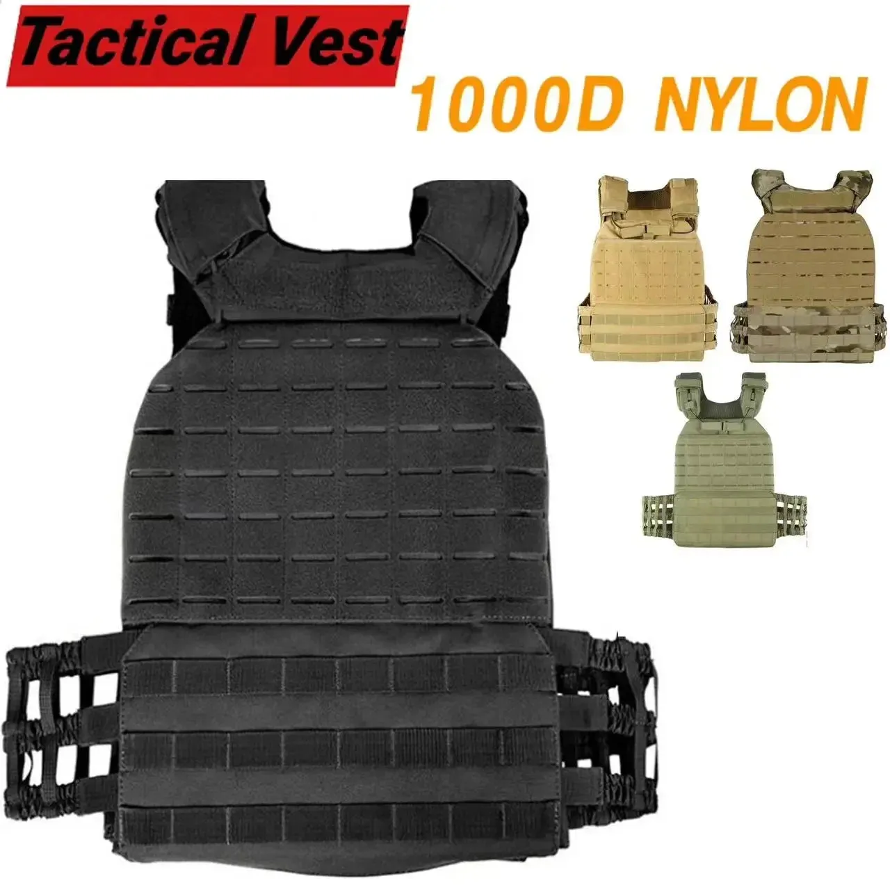 Premium Tactical Hunting Vest for Men – Camouflage Plate Carrier, 900D Outdoor Sports Fitness, Weighted Training Vest, Adjustable Combat Gear for Fitness and Combat Training