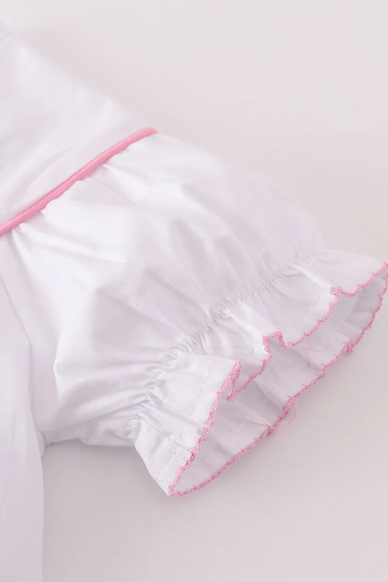 Premium White Valentine Heart Embroidery Dress