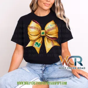 Preppy Narrows Lady Wave Softball Bow Short Sleeve T-Shirt