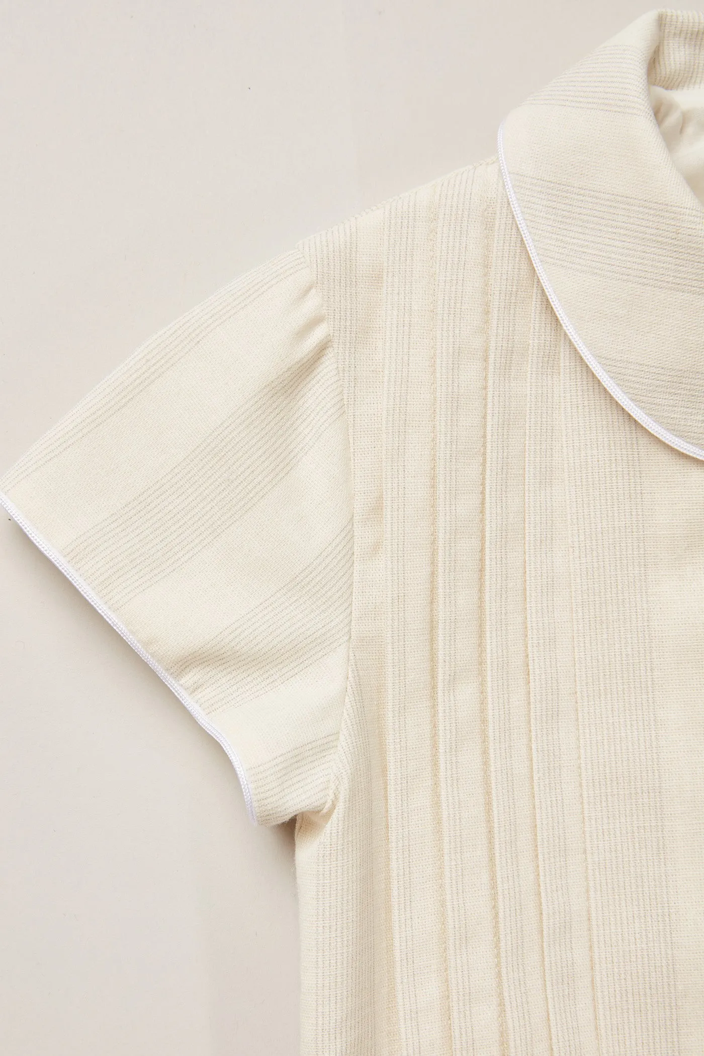 Pretzel Dress in Pale Cream and Grey Stripe
