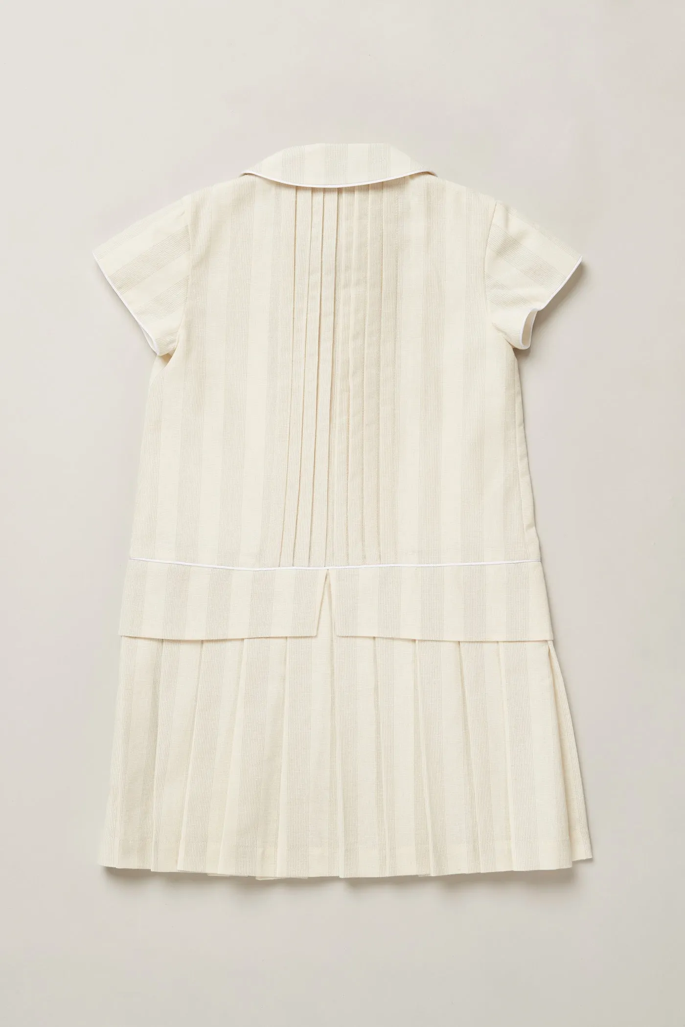 Pretzel Dress in Pale Cream and Grey Stripe