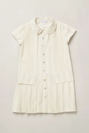 Pretzel Dress in Pale Cream and Grey Stripe