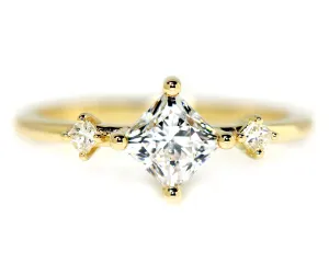 Princess Ballpark Three Stone Engagement Ring