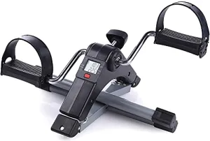Qualimate Smart Fitness Cycle Digital Foldable Portable Foot Pedal Exerciser Cycle for Home Gym Fitness, silver