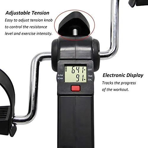 Qualimate Smart Fitness Cycle Digital Foldable Portable Foot Pedal Exerciser Cycle for Home Gym Fitness, silver