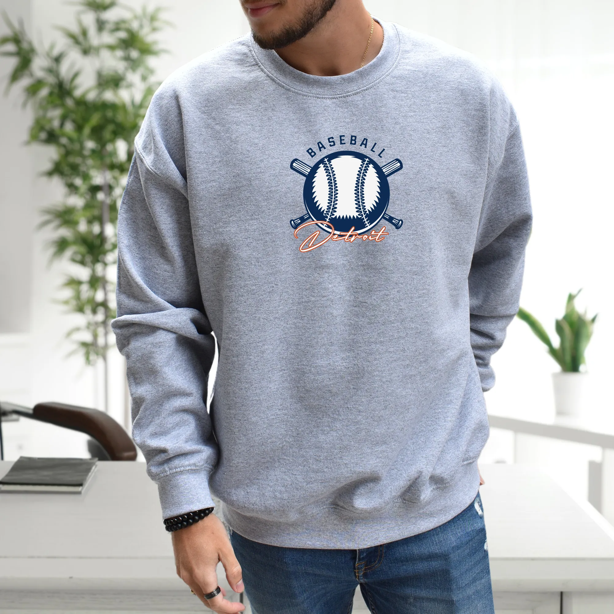 "Baseball In The D" Men's Classic Crew Sweatshirt