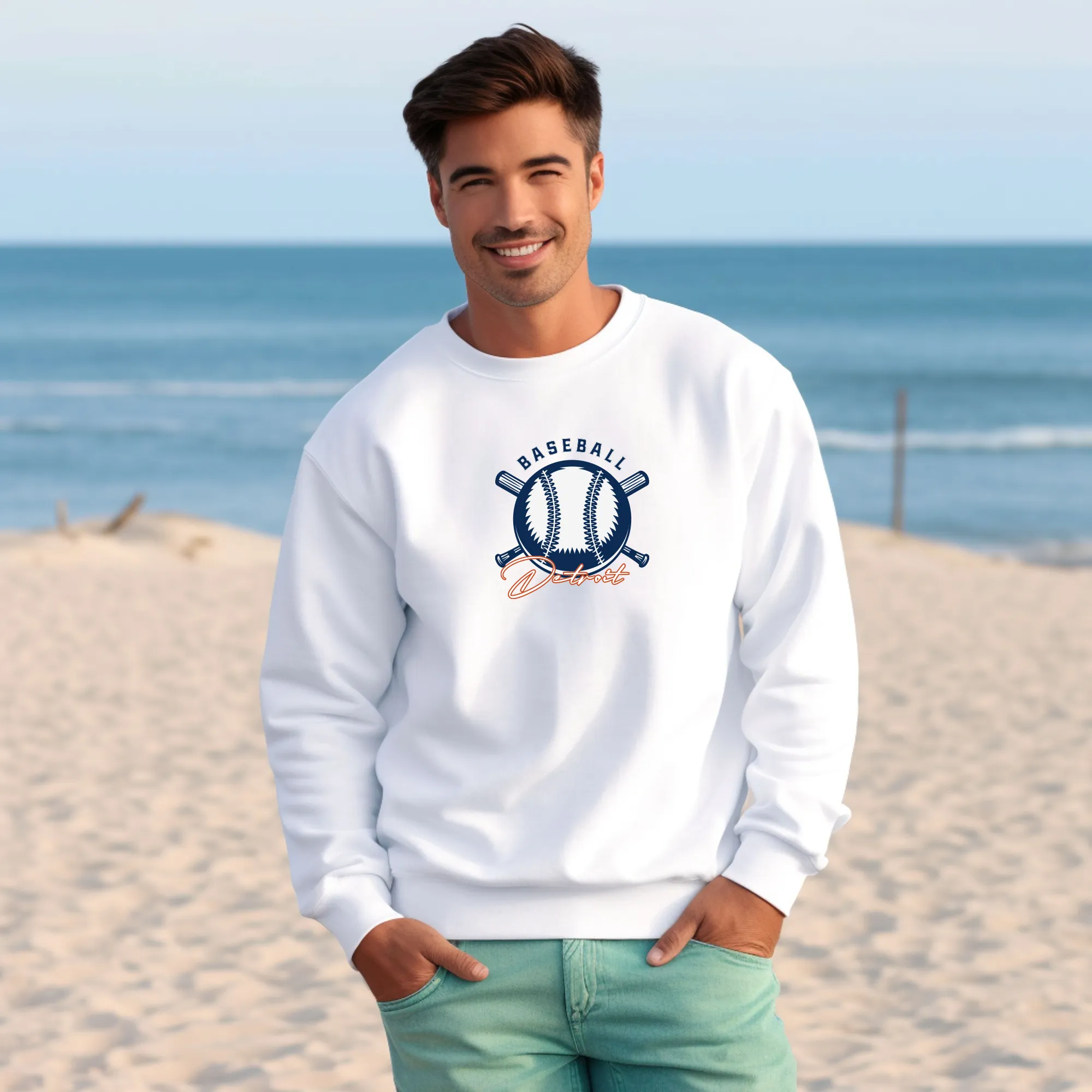 "Baseball In The D" Men's Classic Crew Sweatshirt