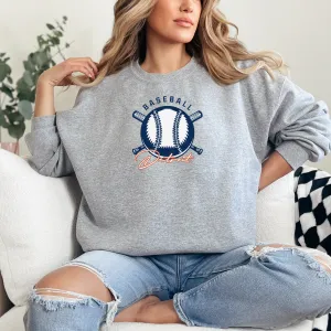 "Baseball In The D" Relaxed Fit Classic Crew Unisex Sweatshirt