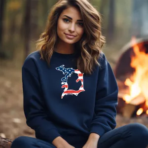 "Michigan D Flag" Relaxed Fit Classic Crew Unisex Sweatshirt