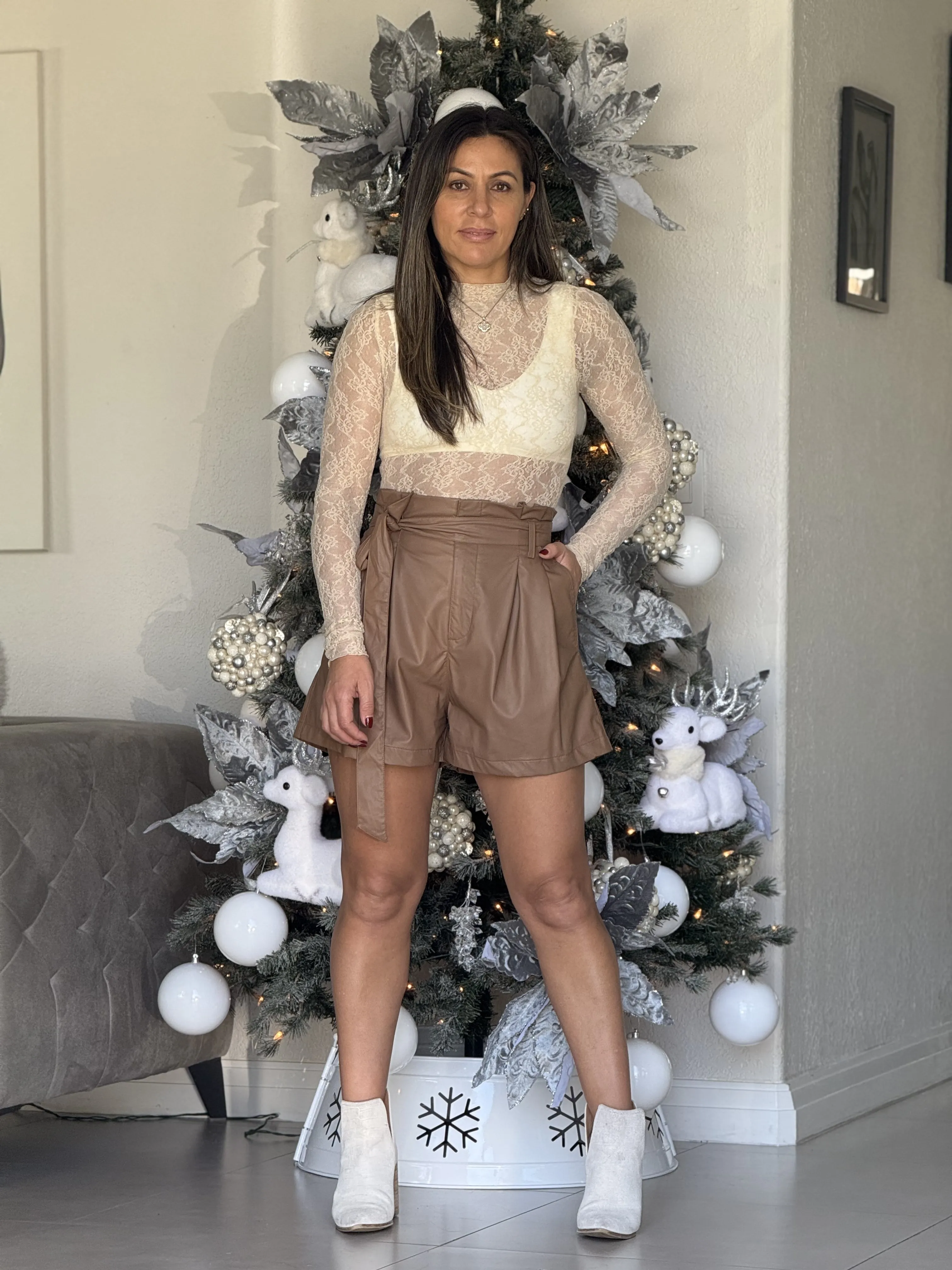 "Nicole" Faux Leather High Waisted Shorts