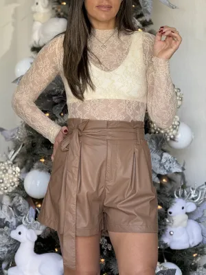 "Nicole" Faux Leather High Waisted Shorts