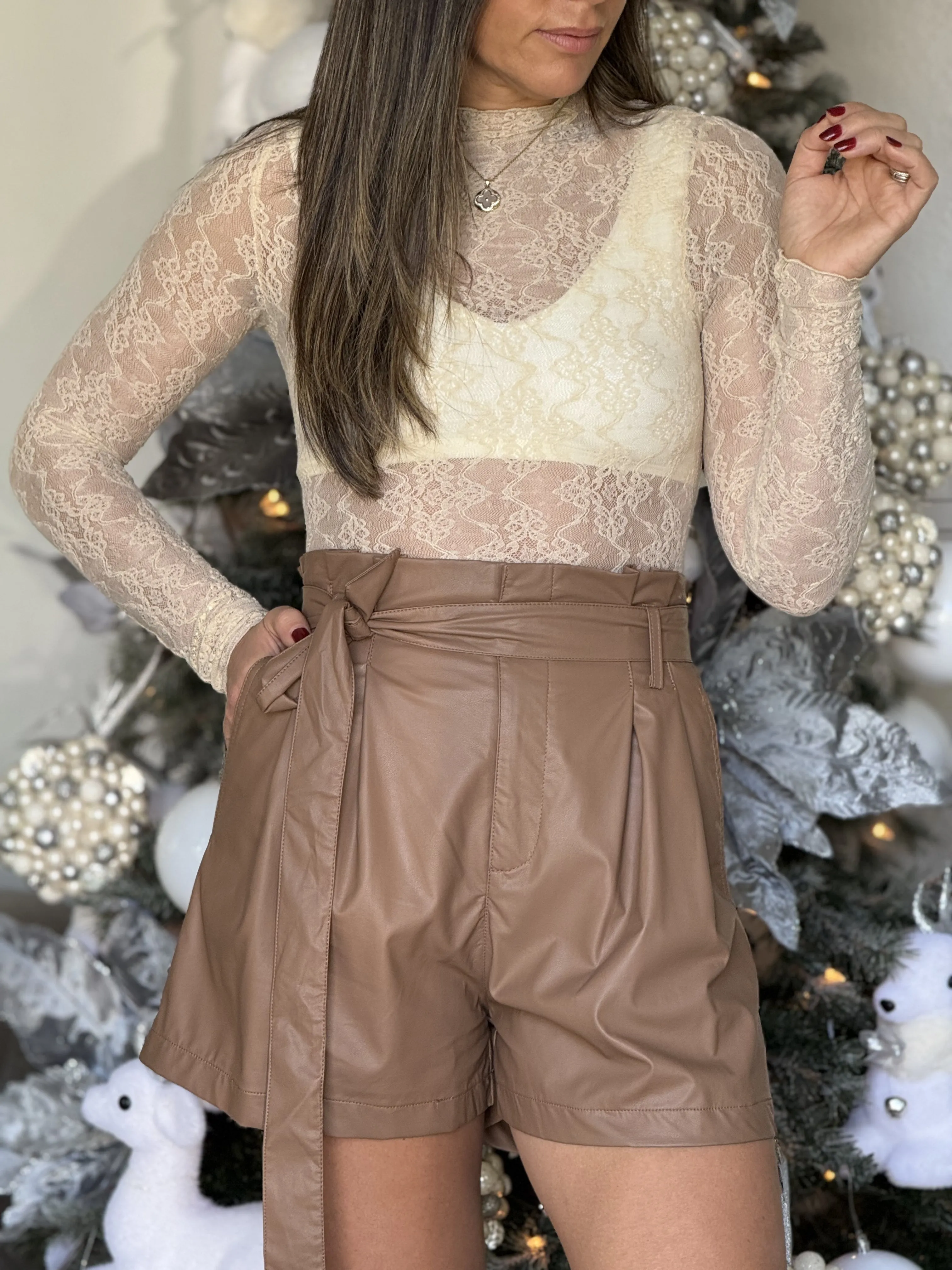 "Nicole" Faux Leather High Waisted Shorts