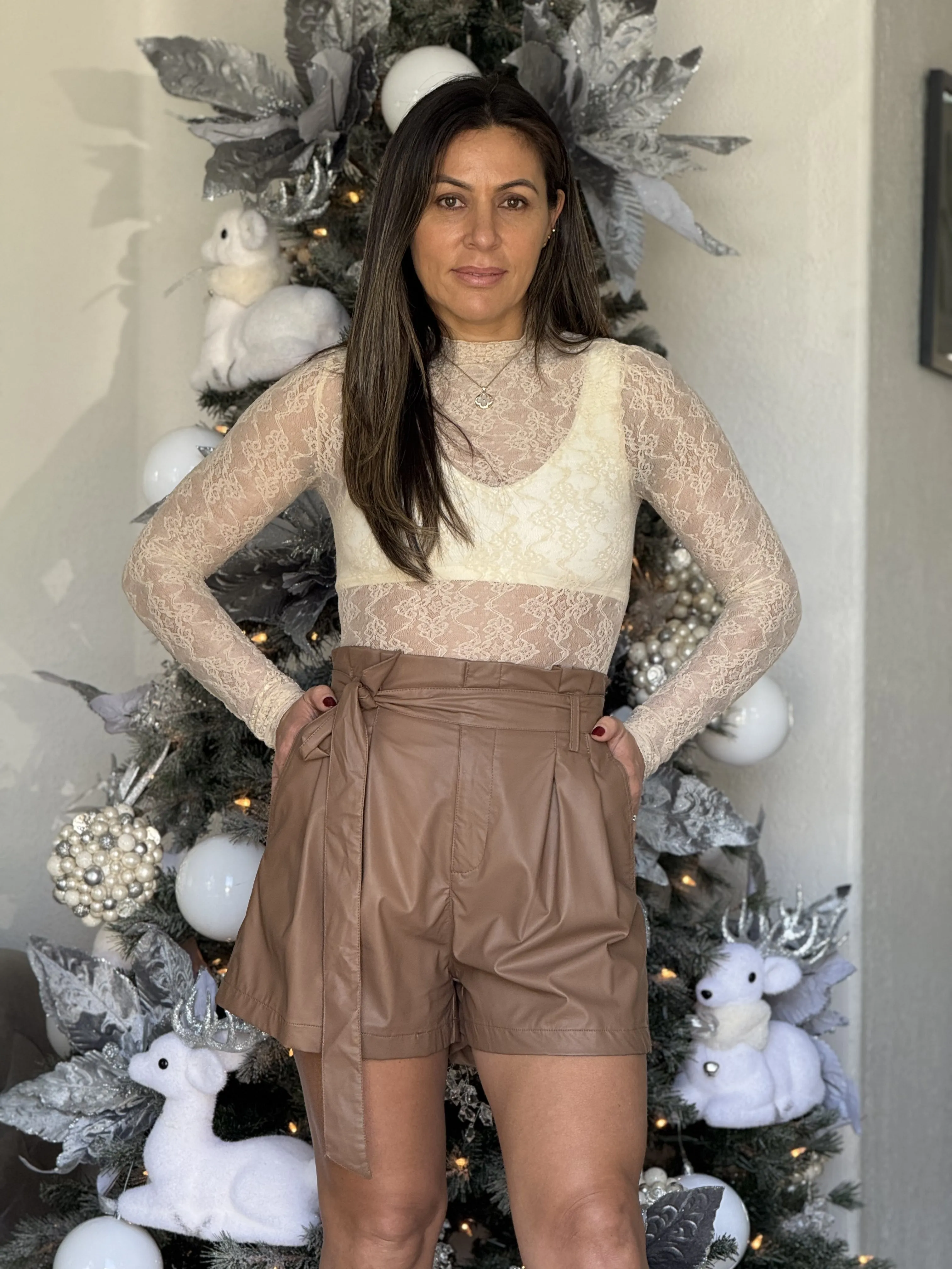 "Nicole" Faux Leather High Waisted Shorts