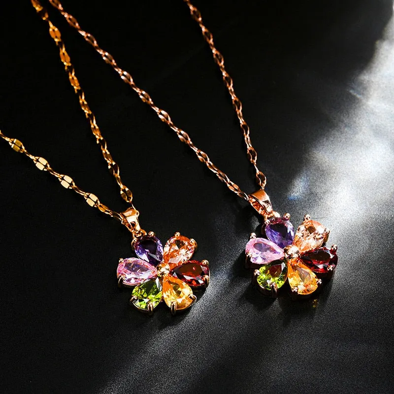 Rainbow Petals Necklace