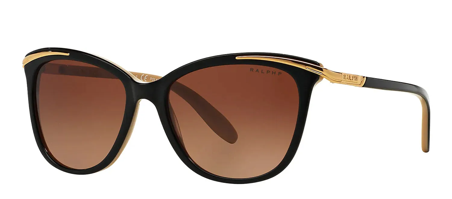 Ralph by Ralph Lauren RA 5203 1090T5 Cat-Eye Plastic Black Sunglasses with Brown Gradient Lens
