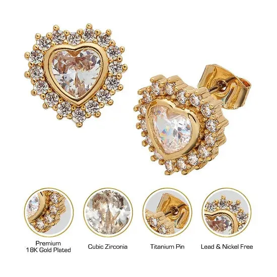 Red By Kiss Jewelry - 18K Gold Plated Cubic Zirconia Stud Earrings