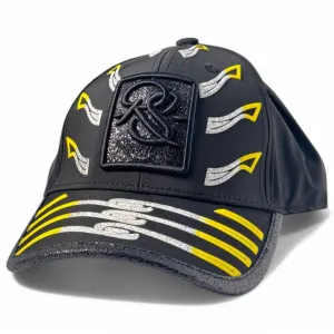 Redfills Black Speed Flame Cap – Yellow & Silver Reflective Arrows