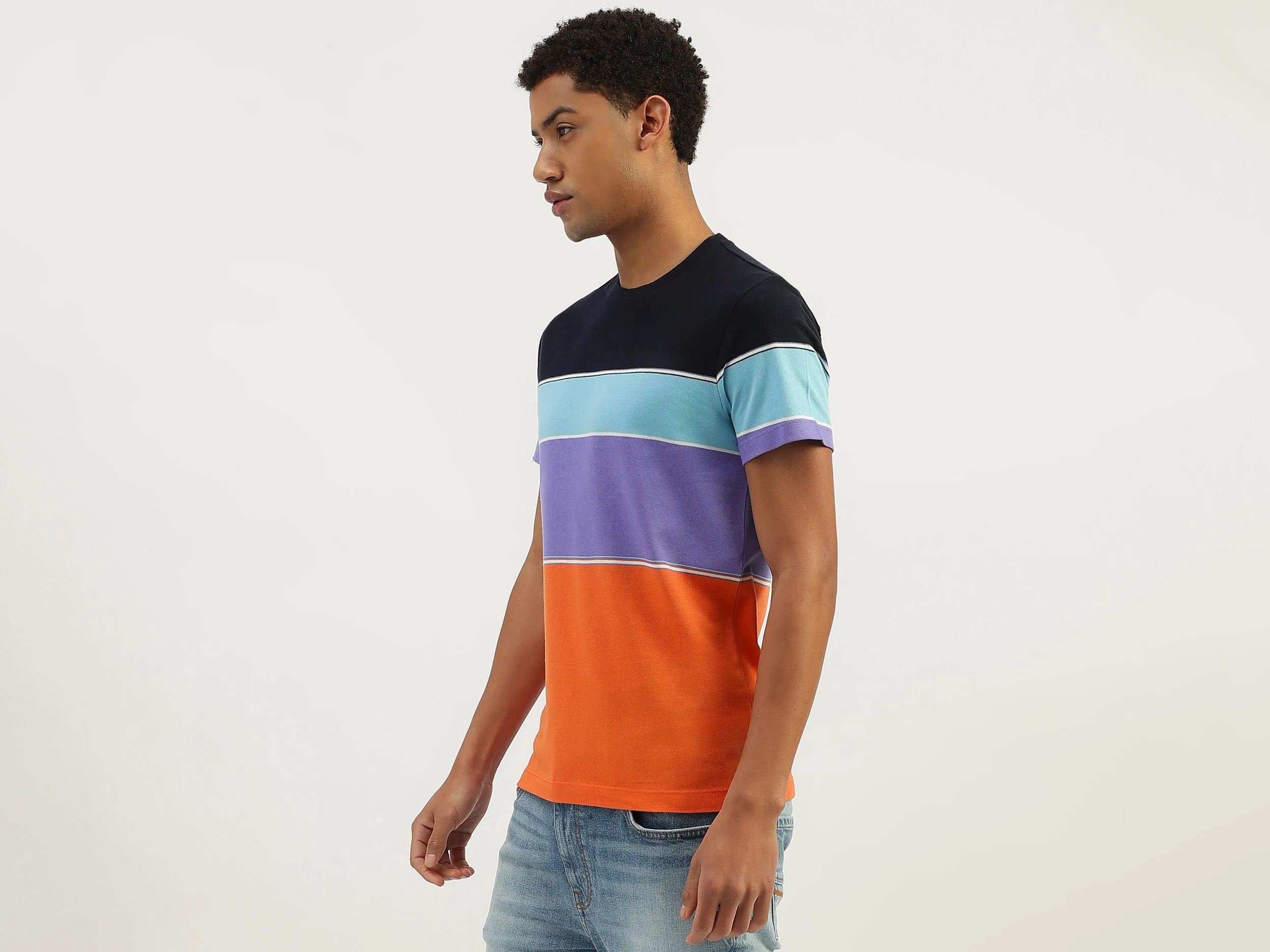 Regular Fit Round Neck Colorblock T-Shirt