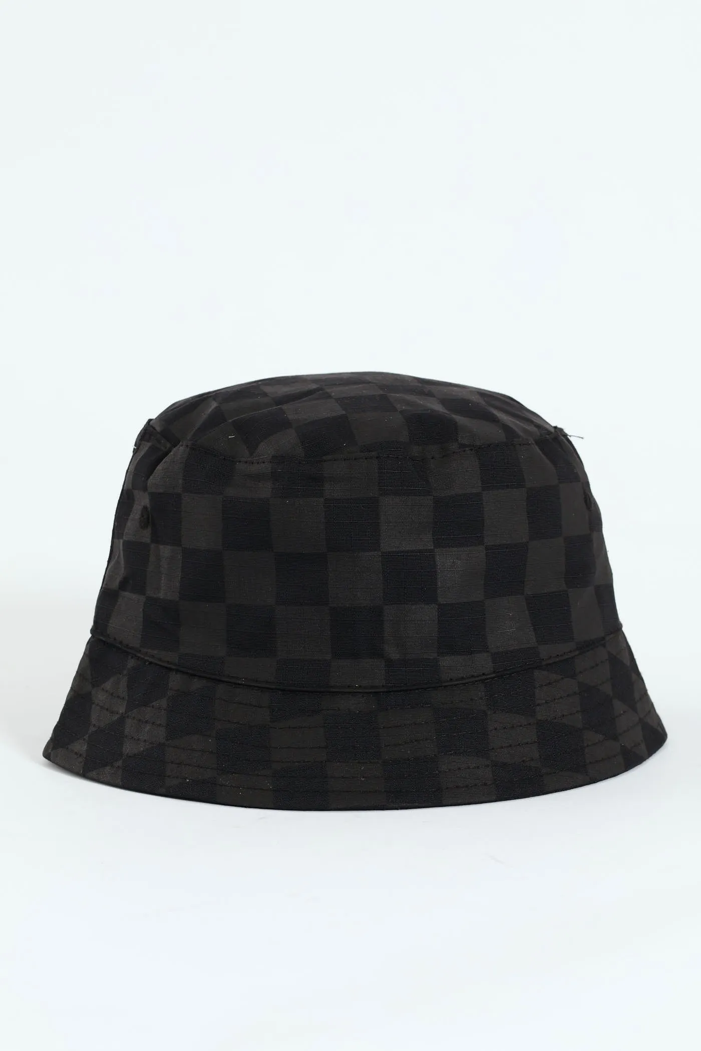 Reversible Checkerboard Bucket Hat - Black