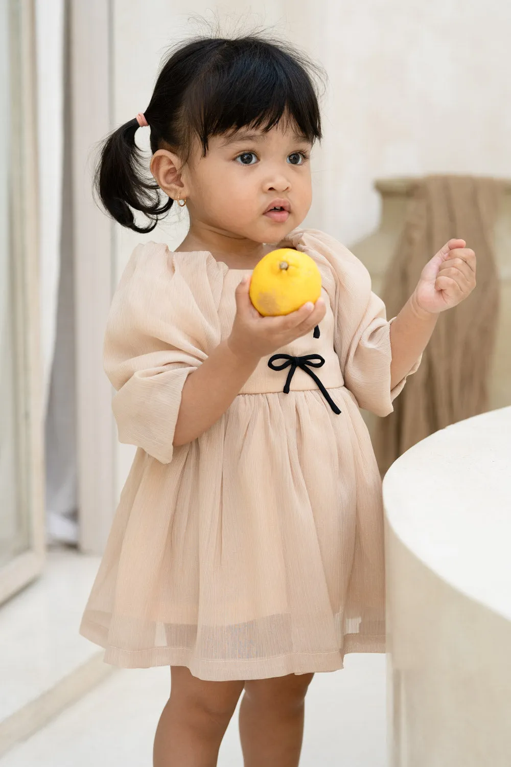 Ribbon Beige Baby Dress