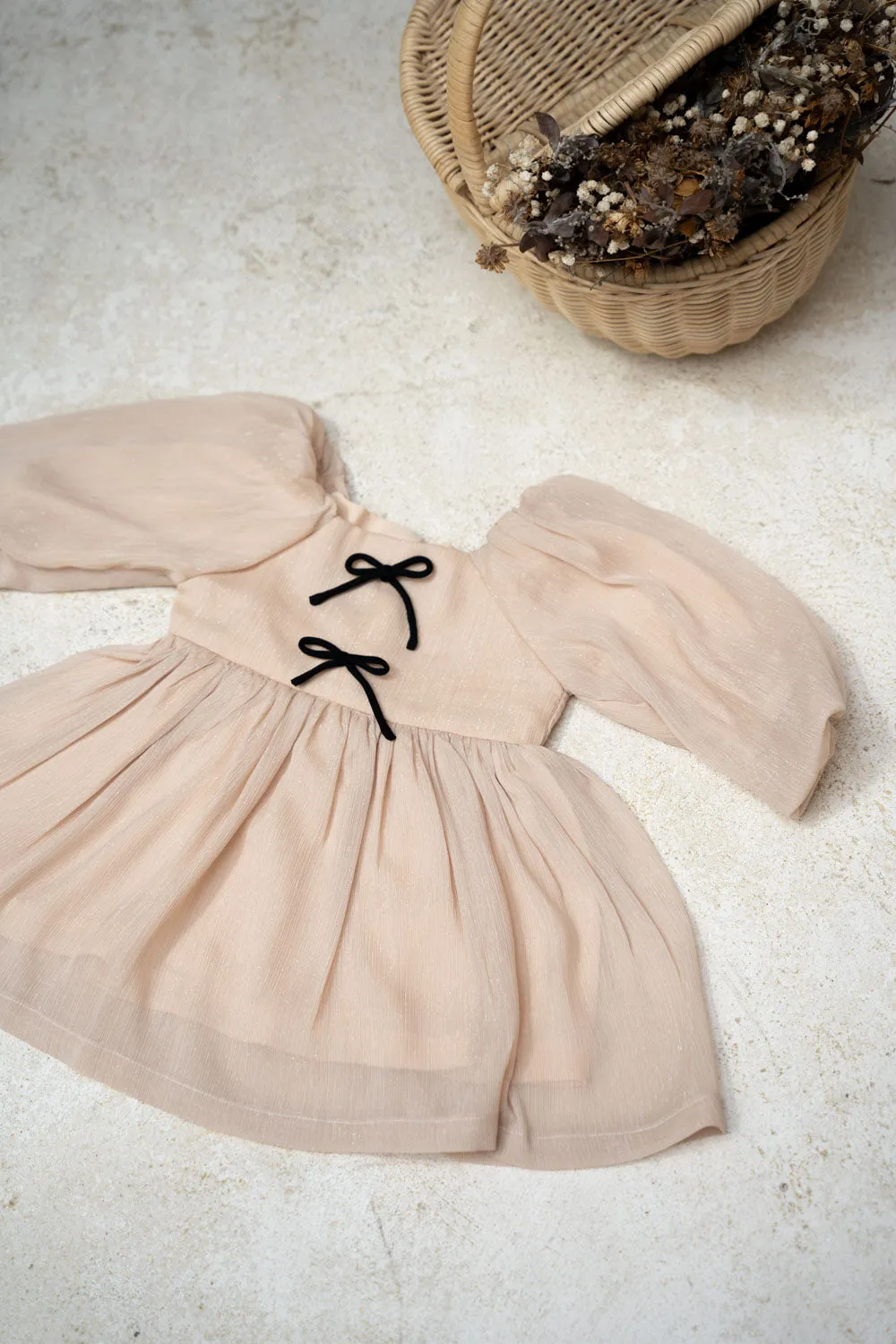Ribbon Beige Baby Dress