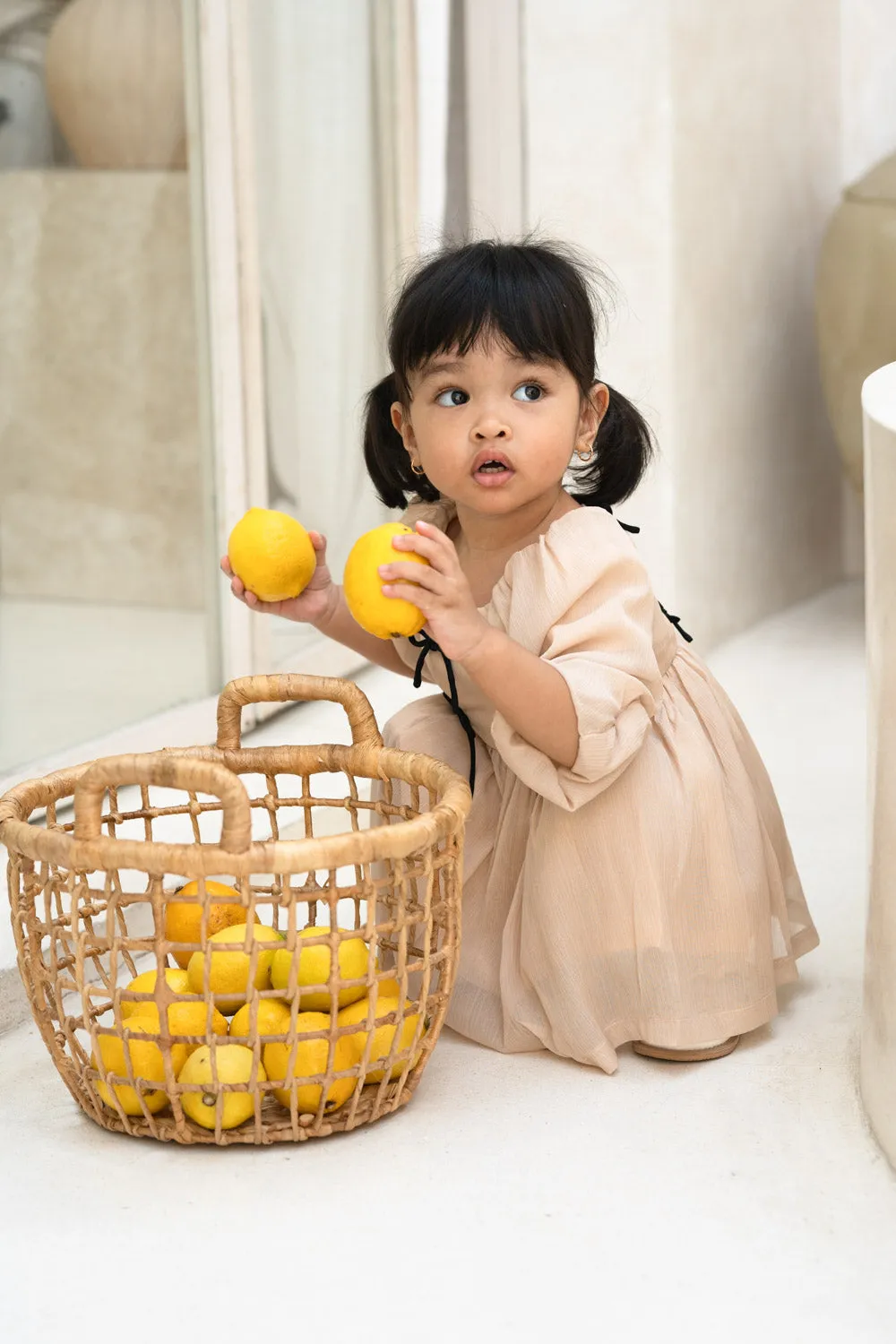 Ribbon Beige Baby Dress