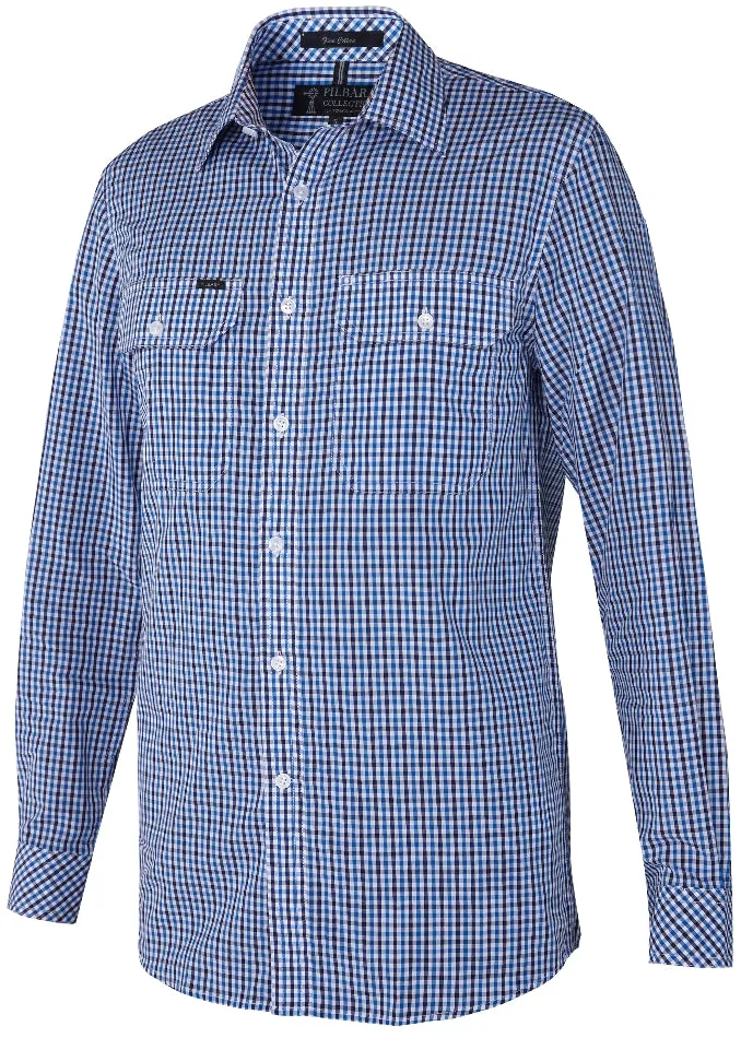 Ritemate Men's Yarn Dyed Check, Dual Pocket, Long Sleeve Shirt - 3 Colours