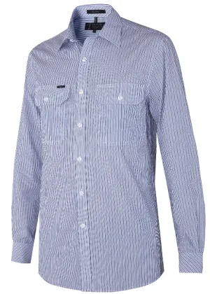 Ritemate Men's Yarn Dyed Stripe, Dual Pocket, Long Sleeve Shirt - 3 Colours