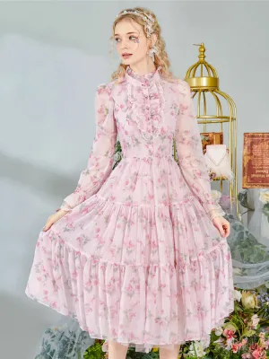 Romantic Floral Frill Long Dress
