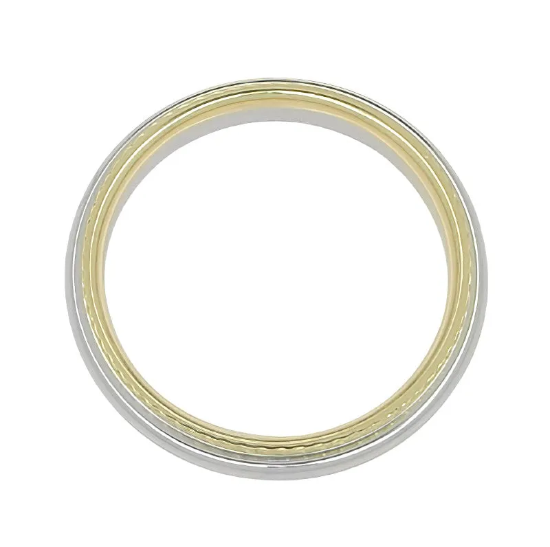 Rope Edge Wedding Band in Two-Tone 14 Karat White & Yellow Gold - 4mm Wide
