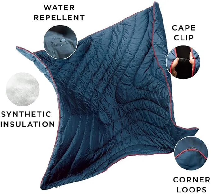Rumpl Original Puffy Blanket - Warm Puffy Camping Blanket, 100% Recycled Polyester Insulation, Lightweight, Packable, Water-Resistant, Outdoor Puffer Blanket, 52"x75", Newport Swell