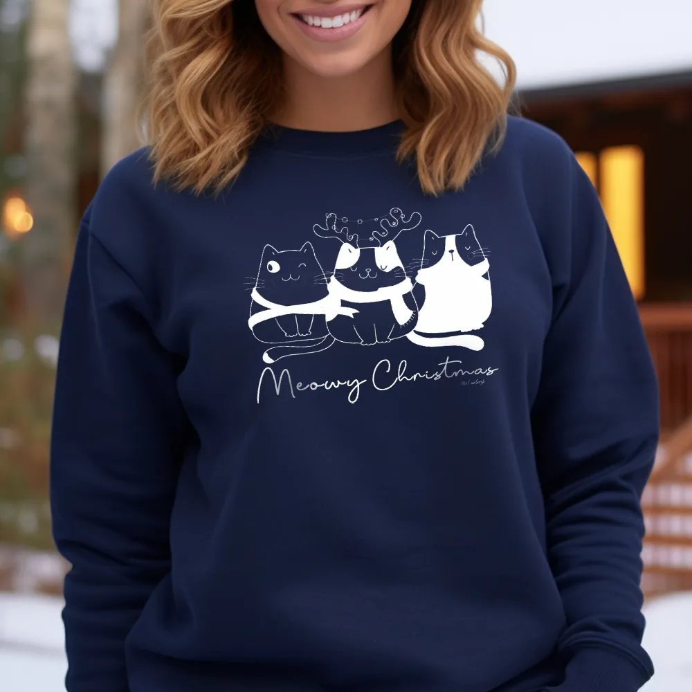 SALE "A Very Meowy Christmas" Relaxed Fit Classic Crew Unisex Sweatshirt