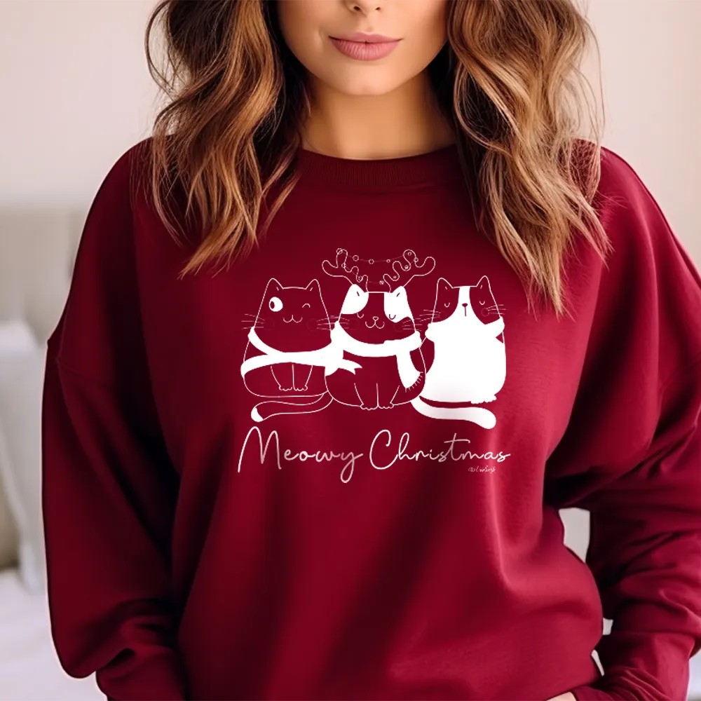 SALE "A Very Meowy Christmas" Relaxed Fit Classic Crew Unisex Sweatshirt