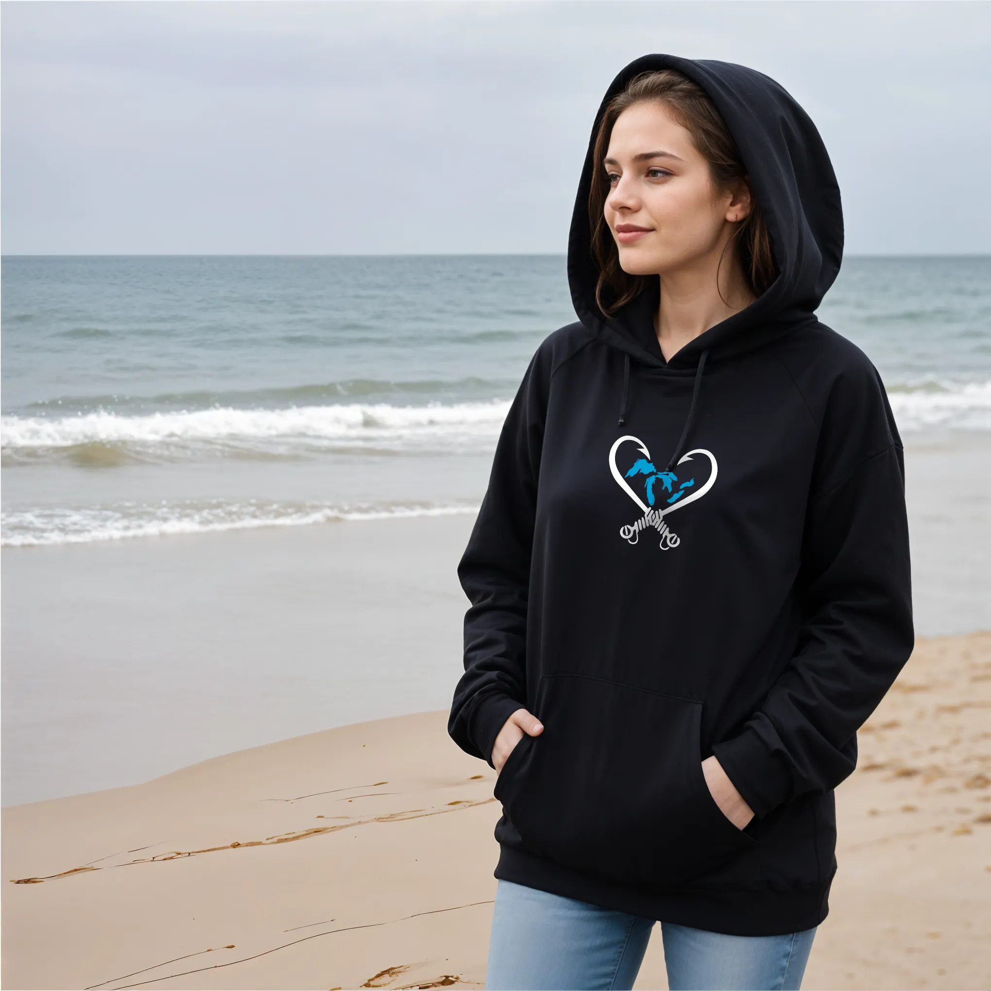 SALE "Great Lakes Hook" Relaxed Fit Classic Unisex Hoodie