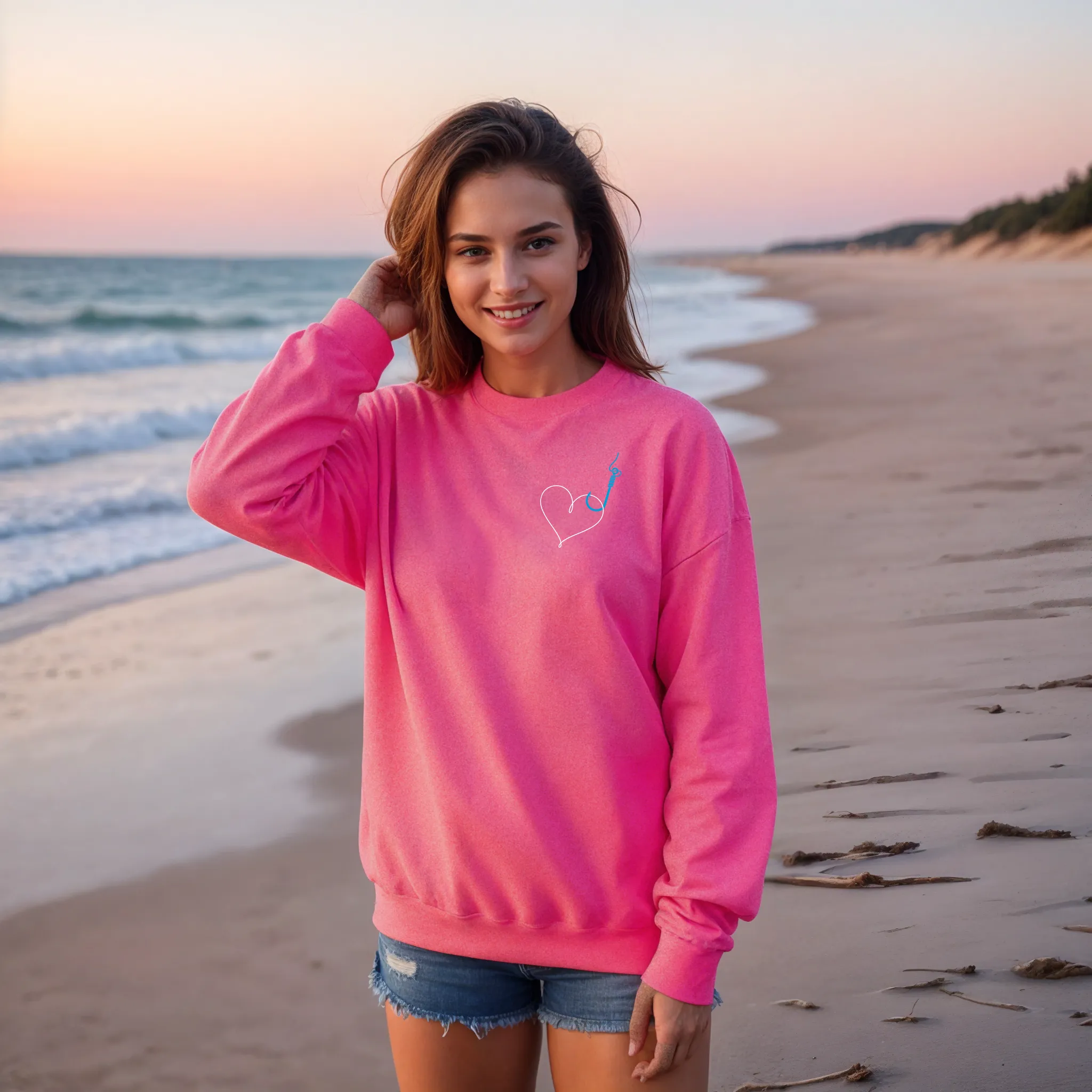 SALE "Hooked on Love" Relaxed Fit Classic Crew Unisex Sweatshirt